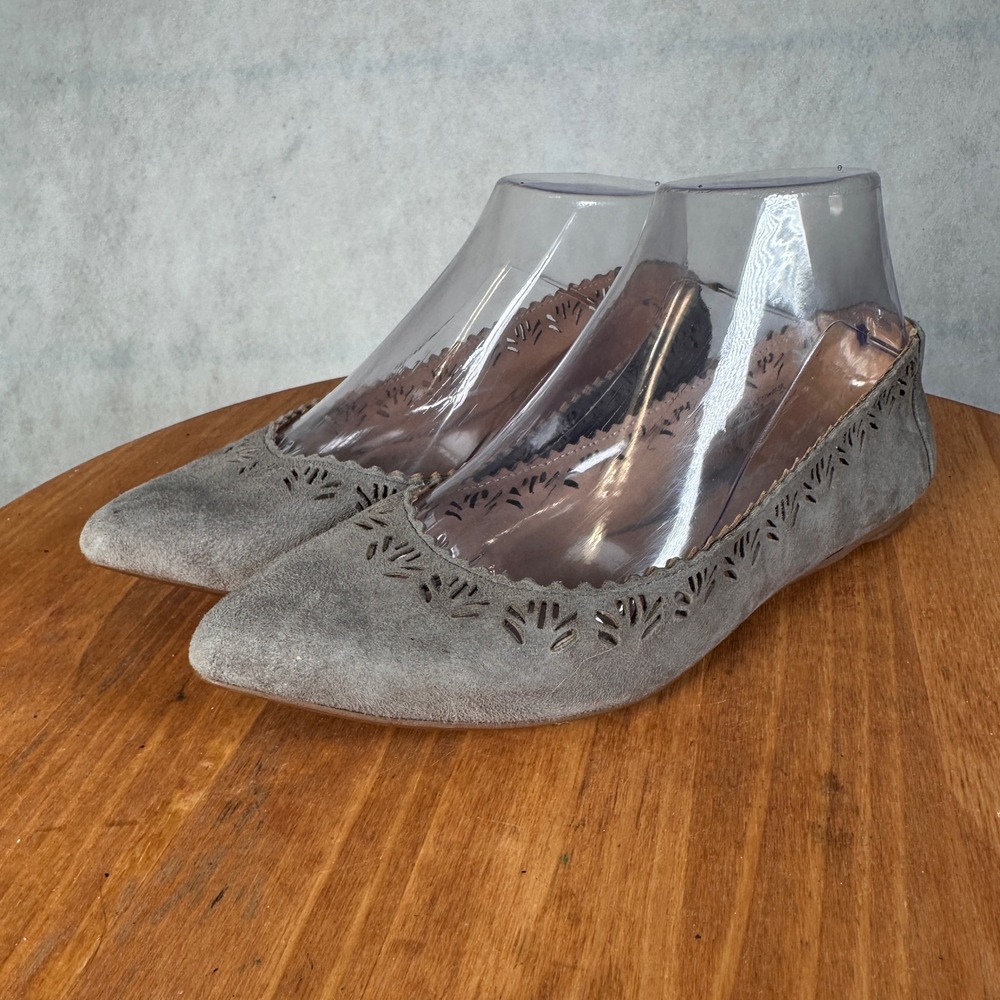 Joe's Jeans Ballet Flats Womens 6 Grey Good Suede Laser Cut JJF17WDS369C